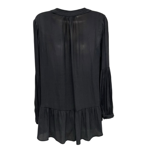 Ro & De Blouse Black Peasant Sleeve Keyhole Neck Oversized Tunic Sm whimsigoth - Picture 2 of 8